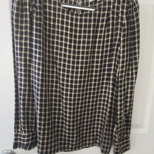 LOFT Black and Tan Checkered Skirt